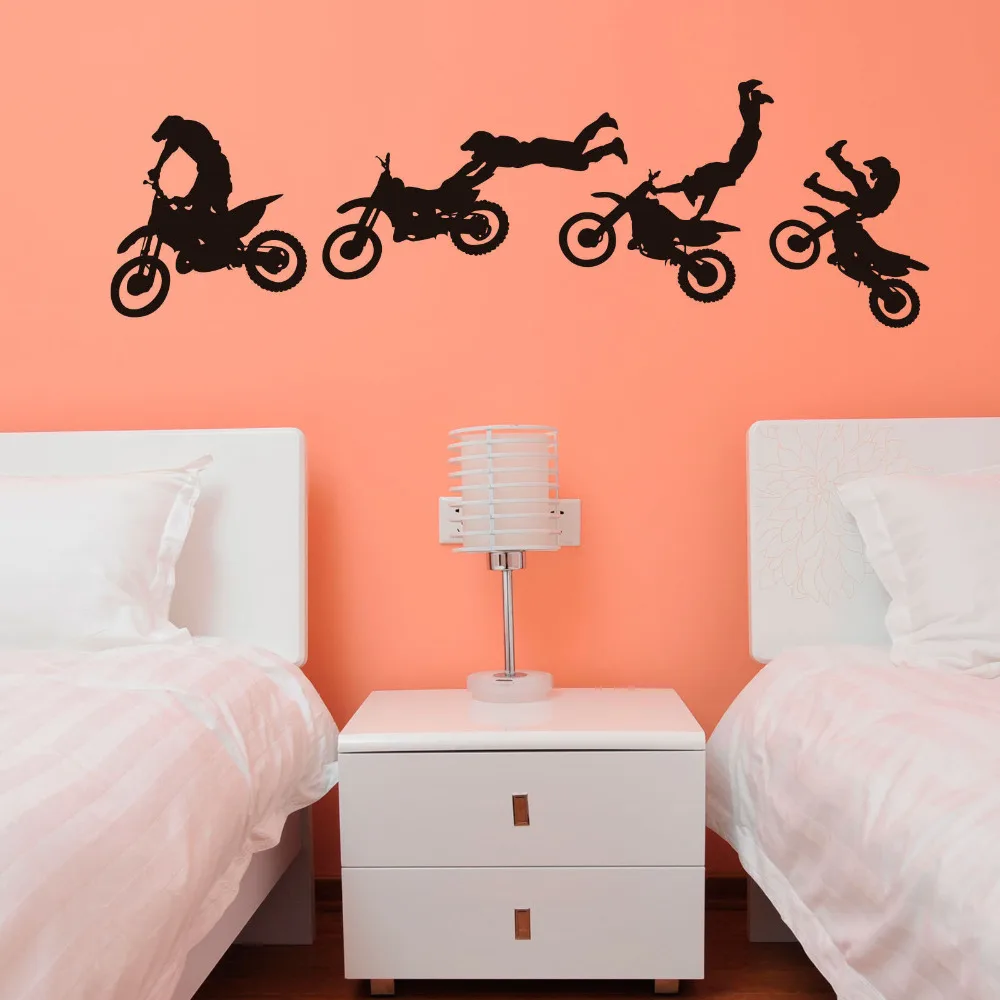 MOTOCROSS TRICK Vinyl Wall Decal Sticker Mural kids boy 14X46inchwall