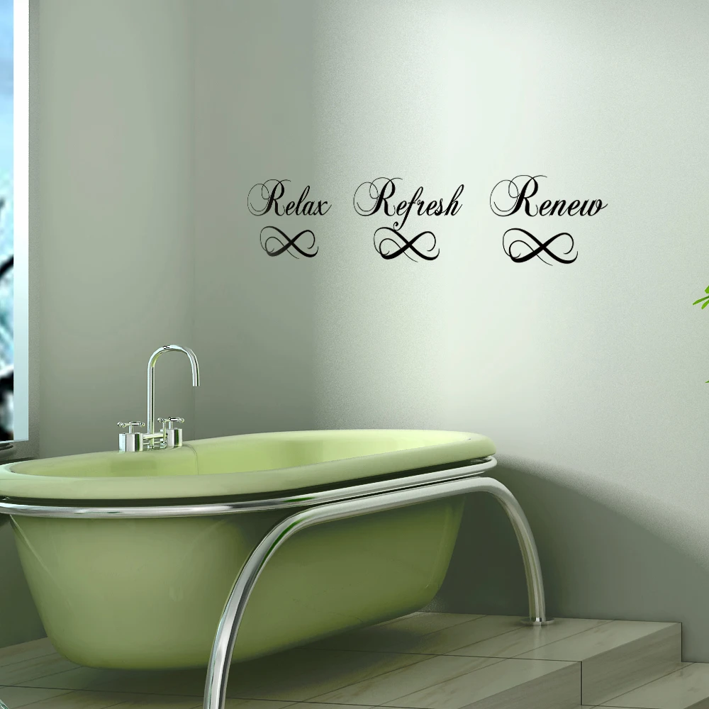 Relax Refresh Renew Bathroom Vinyl Lettering Wall Art Home decor 22" x 4" XSin Wall Stickers
