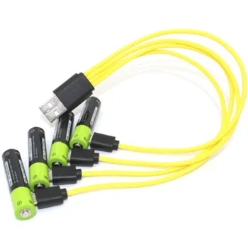 

4pcs/lot ZNTER 1.5V AAA 400mah li-polymer li-ion lithium rechargeable battery USB battery with USB charging line