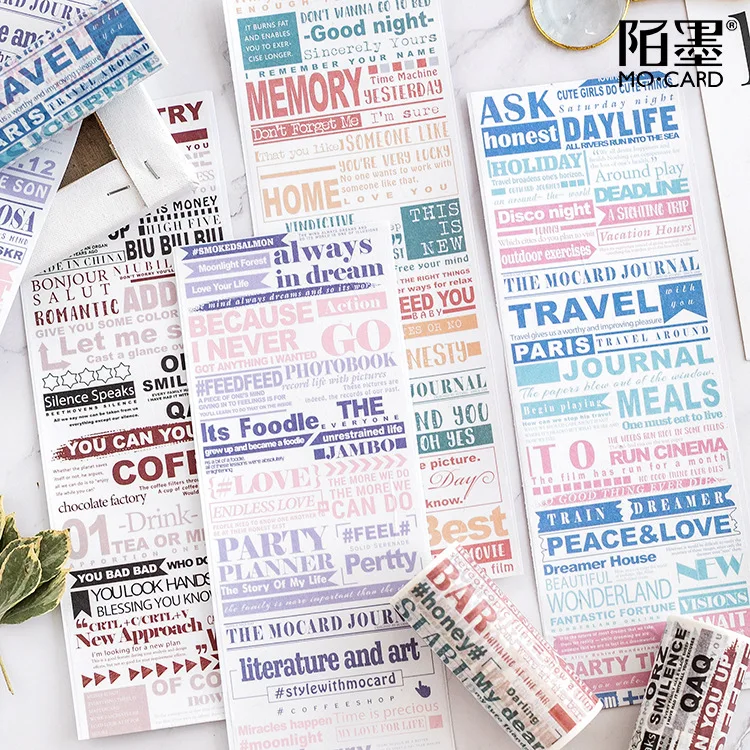 

100mm wide Colorful Travel English Series lovely words Decoration Washi Tape DIY Planner Scrapbooking Masking Tape Escolar