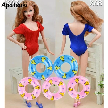 

1:6 Dolls Accessories 5pcs Swimming Buoy Lifebelt Ring & 2pcs Sexy Swimwear Swimsuits Bikini For Barbie Dollhouse Baby Girl Toys