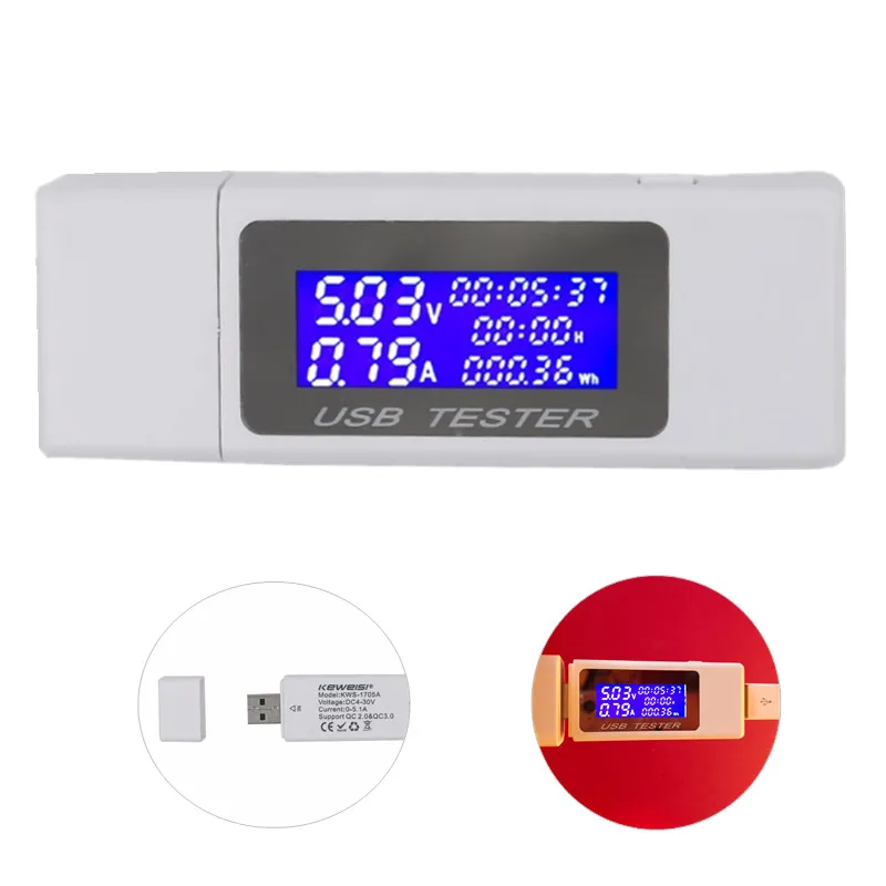 

9 in 1 DC 4-30V USB Volt Tester Current Meter Timing Ammeter Digital Monitor Cut-off Power Indicator Bank Charger 40%off