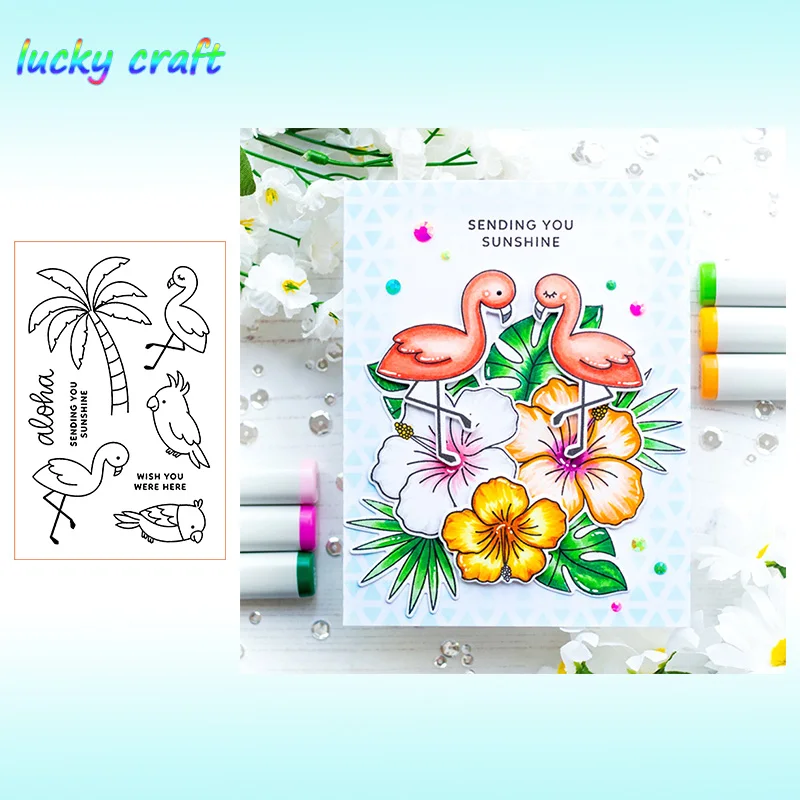 

Flamingo and coco Clear Stamp and Metal Cutting Dies for DIY Scrapbook Album Paper Card Decorative Craft stamp 2019