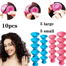 10PCS DIY Silicone Hair Curlers Set Kit No Heat Magic Soft Rollers Hair Care Hair Styling Tool(5pcs large+5pcs small
