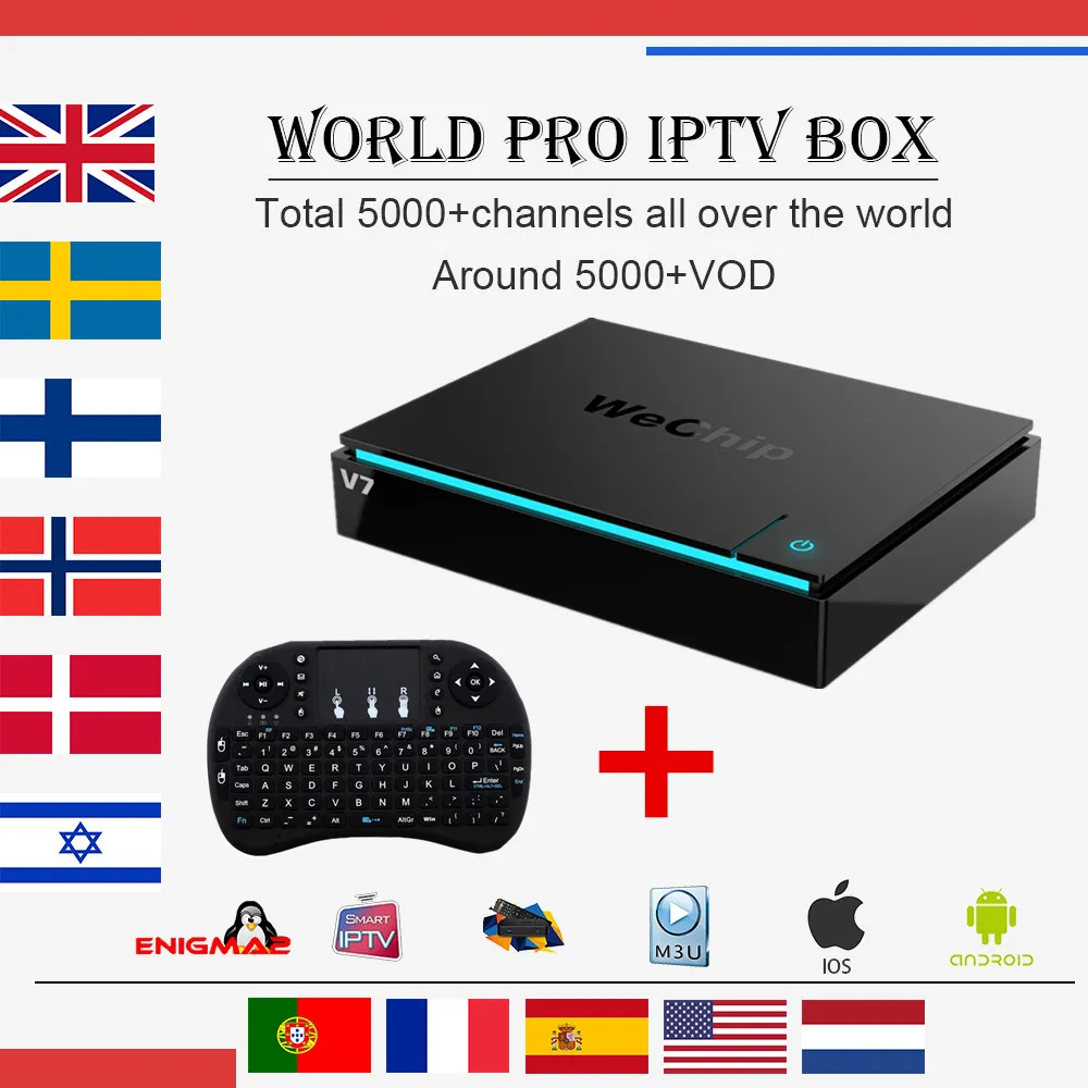 

Best European IPTV Box wechip v7 Amlogic S912 Android 7.1 tv box Arabic French Italy German Spain IPTV 3G 32G Smart tv Box