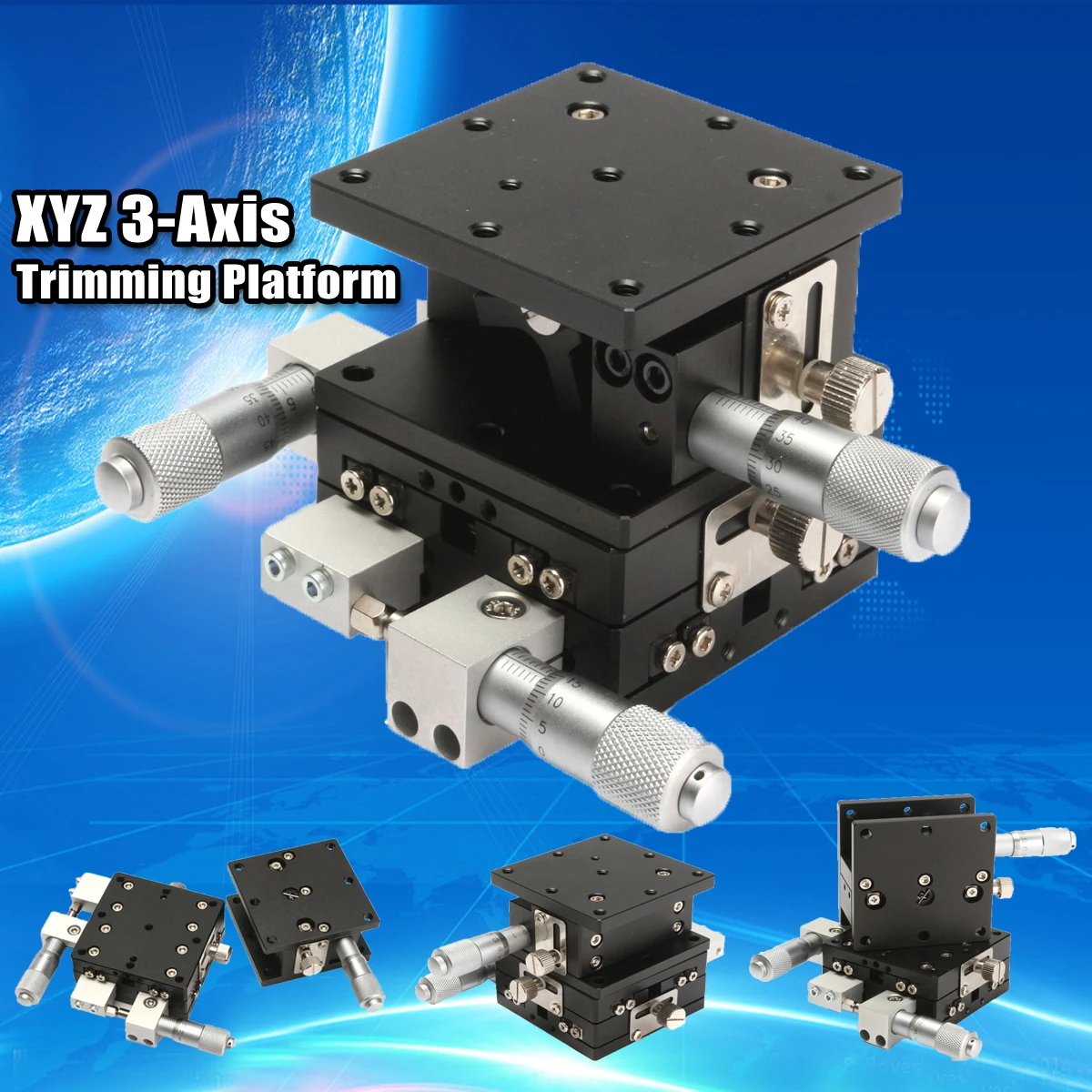 

60x60mm XYZ 3-Axis Linear Stage Adjustable Manual Displacement Platform Sliding Table