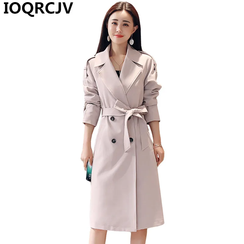 Тренчкот женский длинный двубортный Модный Классический плащ с поясом
