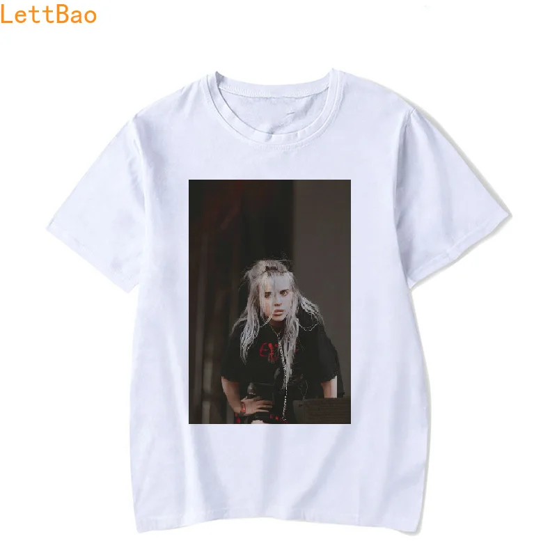 

Billie Eilish t shirt men California Singer Music Tour Unisex white cotton Tshirt homme summer Top Humor Crewneck funny T Shirts