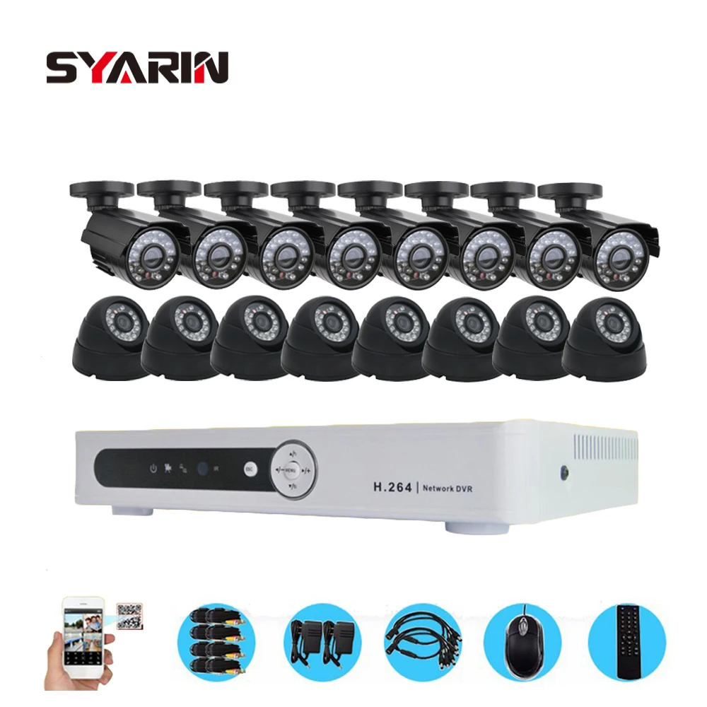 Syarin 16ch CCTV Системы AHD 720 P 1080n DVR 16 шт. 720 P Камера безопасности комплект видеонаблюдения HDMI 1080 P рекордеры для видеонаблюдения