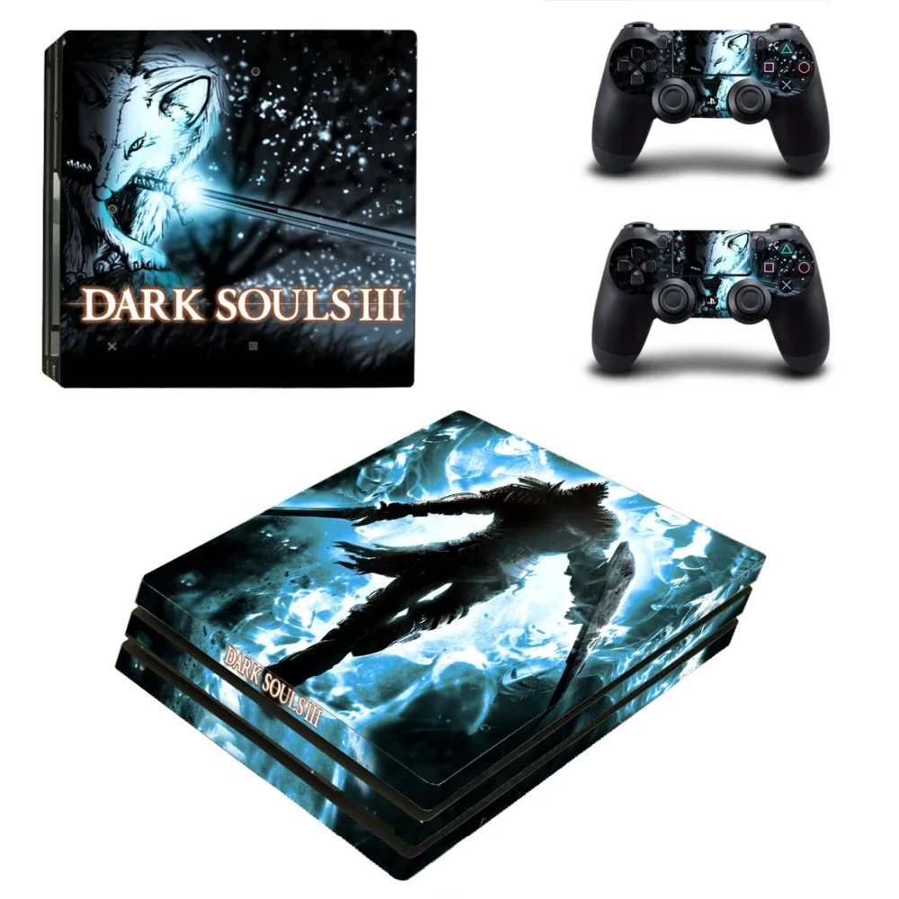 Наклейка на кожу Dark Souls PS4 Pro для консоли PlayStation 4 и 2 контроллера виниловая наклейка