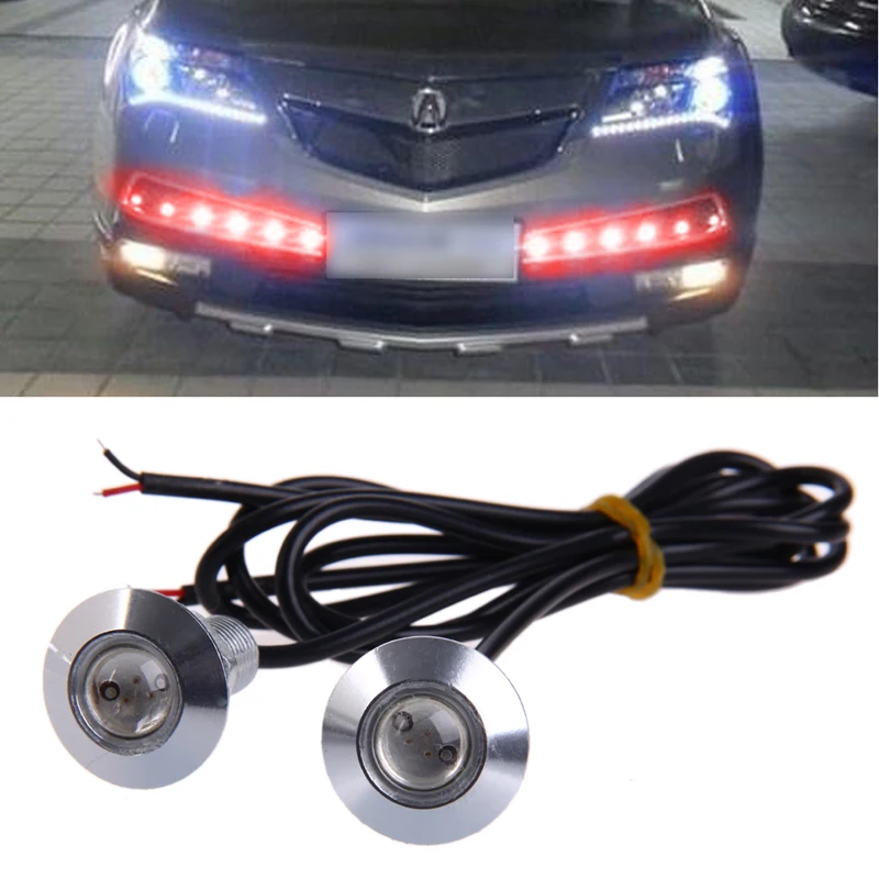

1 Pair 23mm DC 12V Eagle Eye LED Daytime Running DRL Light Car Auto Lamp Red
