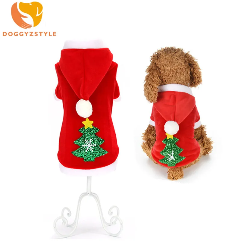 DOGGYZSTYLE Рождество собак Одежда Зима красным пальто Костюмы Рождественская Толстая куртка для маленьких собак чихуахуа XS-XXL