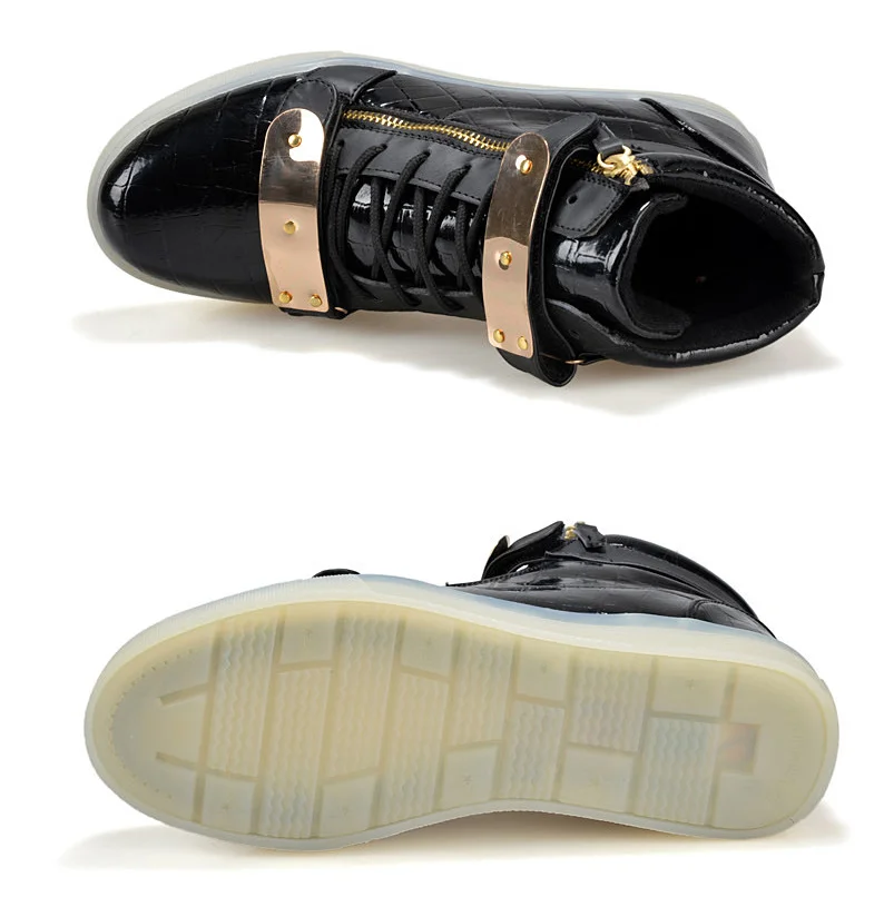 Вырваться Новый Мужские ботинки для Для мужчин кожа светодиодные Сапоги и