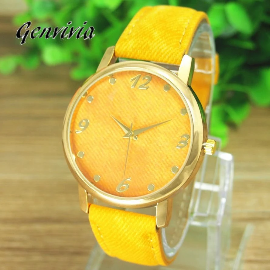 

GENVIVIA 2019 New Promotion Relojes 1pcs/lot Casual Ladies Denim Cloth Alloy Dress Watches Woman Wrist Watch For Women #LD
