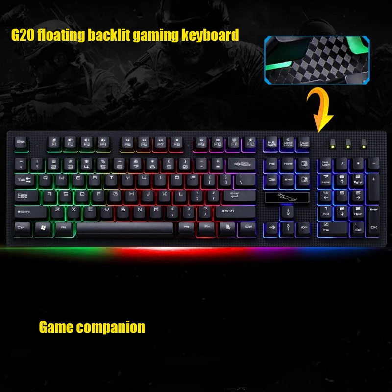

SAGO USB 104 keys Floating backlight Gaming keyboard Mechanical feeling waterproof Keyboard HD UV for PC Laptop computer