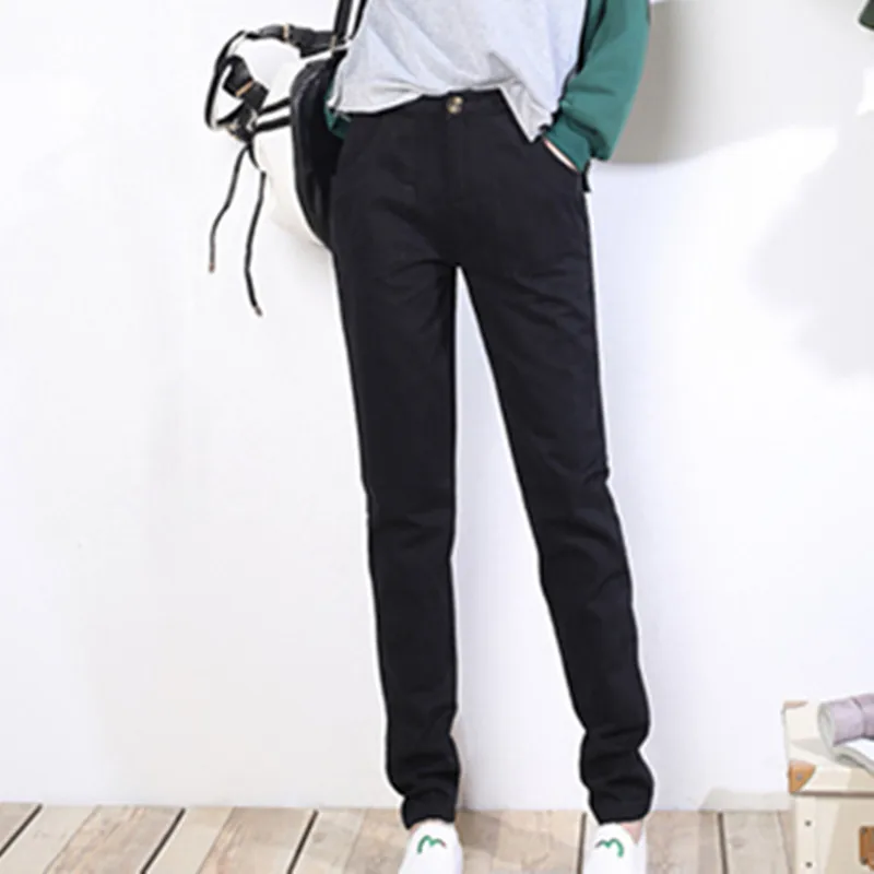 Spring autumn  new leisure trousers female Korean Edition loose and thin fashion pure cotton small feet big pocket pants capris