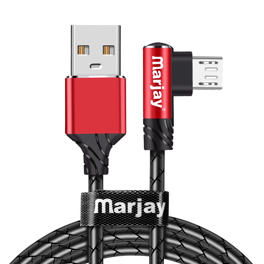 Marjay Micro USB кабель 90 градусов 2.4A Быстрая зарядка данных USB кабель для samsung S7 huawei Xiaomi LG Android Microusb телефонный шнур - Цвет: Rose Red