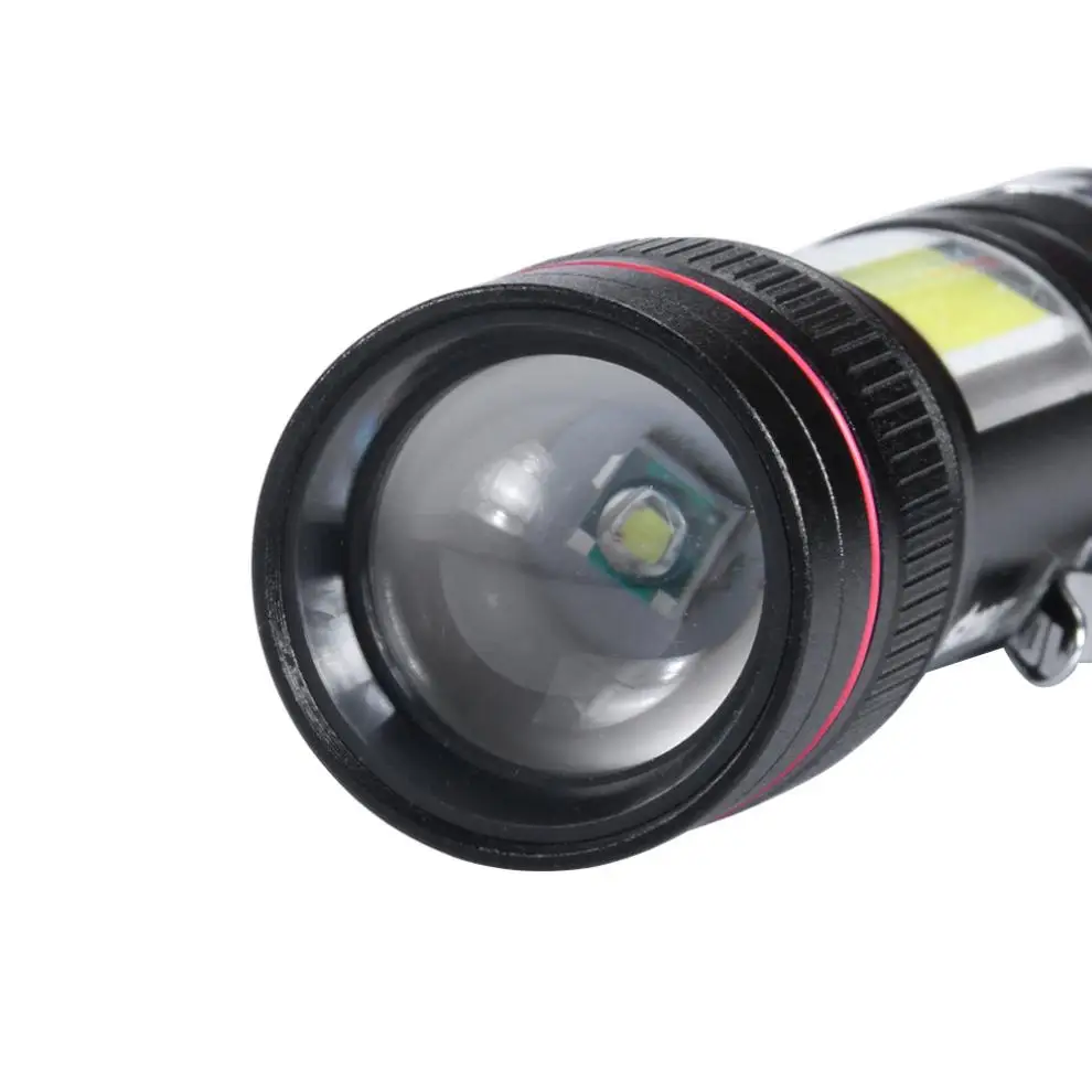 T140 Telescopic Focusing 500 Lumens T6+Double Faced COB Aluminum Alloy Glare LED Flashlight With USB Charge 3 Modes for Outdoor|Фонарики и