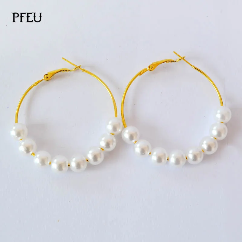 18k Gold Hoops Earrings Basketball Yellow Circle Pearl 18k Gold Hoops Earrings Basketball Yellow Circle Pearl For Women Fashions Fine Jewelry In Hoop From Accessories On
