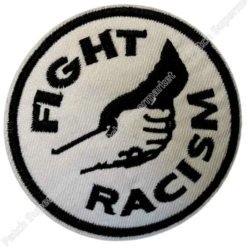 

3" FIGHT RACISM IRON ON PATCH Music Band EMBROIDERED Sew On Transfer APPLIQUE Heavy Metal Rock Punk Badge