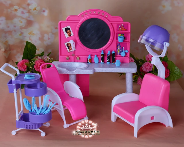 Children Play Set Furniture for Barbie, Cabeleireiro Acessórios, Natal e  presente de aniversário - AliExpress