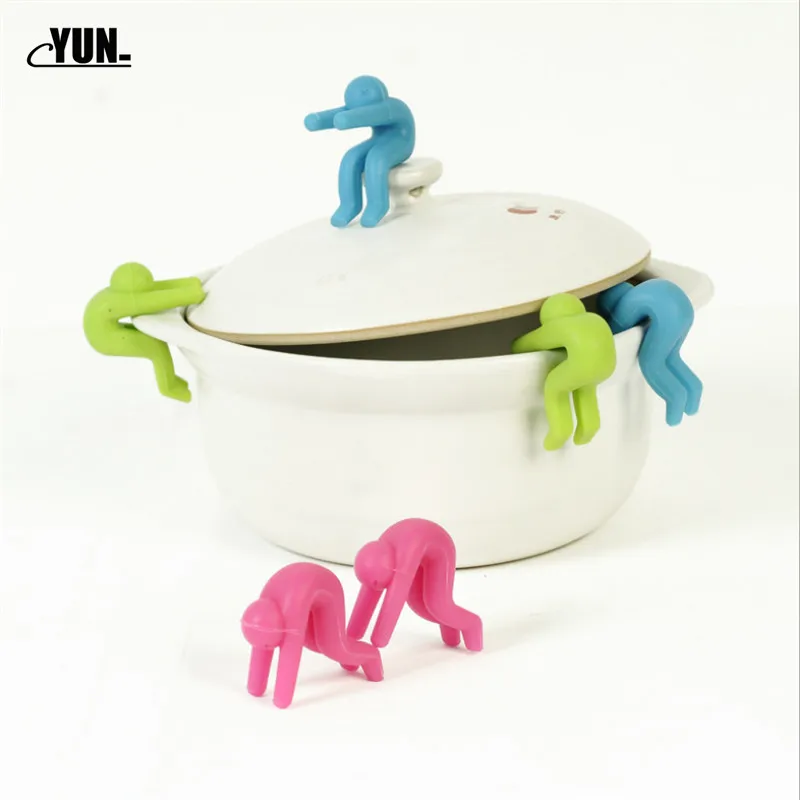 

2PC Silicone Universial Anti-over flow Phone Bracket Raise Lid Prevents Soup Pot Overflow Tools Pot Rack Kitchen Gadget/Tools 8D