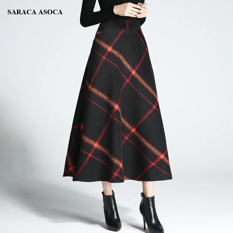 Vintage England Style A Line Plaid Long Skirt Student Girls Autumn ...