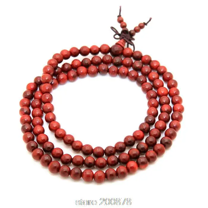

Wholesale 10PCS Natural African Red Sandalwood Bracelets 6/8mm Buddhist 108 Prayer Beads Mala Free ship
