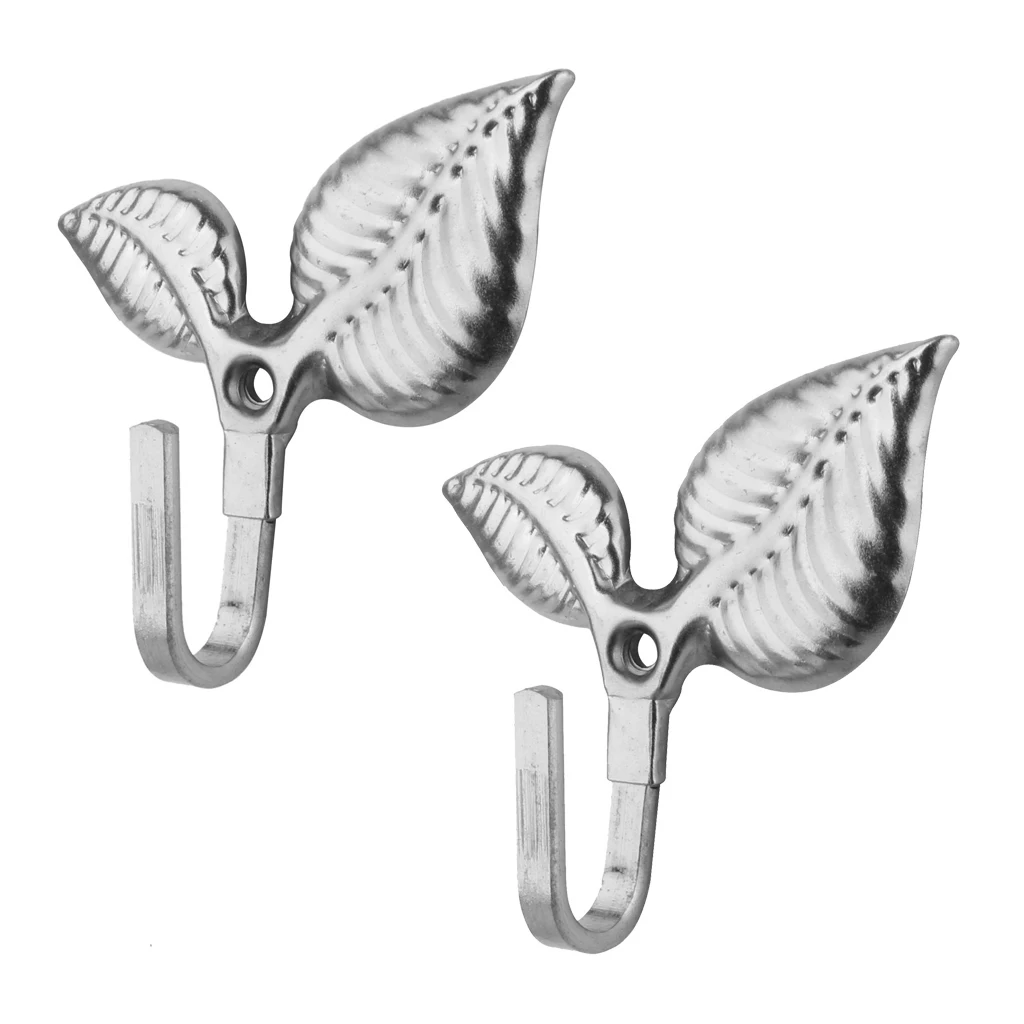 New Hot Sale 2Pcs Leaf Curtain Drapery Tiebacks Door Wall Hat Hooks Holder Hanger Bronze Curtain Tracks Accessories Home Decor