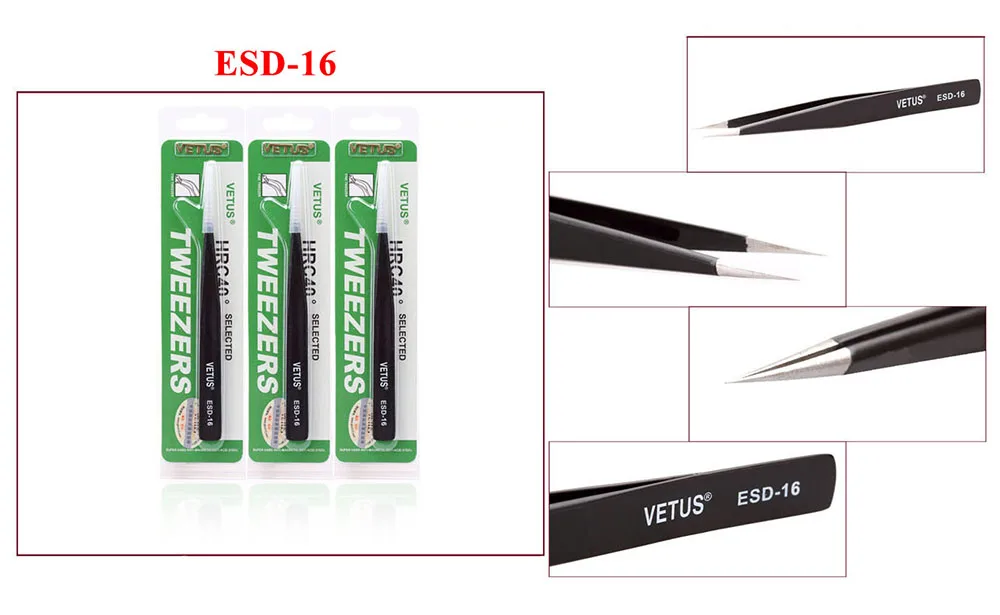 VETUS ESD серия Пинцет супер твердый антикислотный стальной Немагнитный накладные норковые ресницы для наращивания ресниц инструменты для макияжа - Цвет: ESD-16