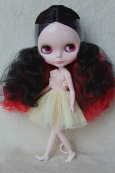 

Blygirl Blyth doll Red and black curly hair doll 25BL8302 ordinary body 7 joints DIY doll for their own makeup