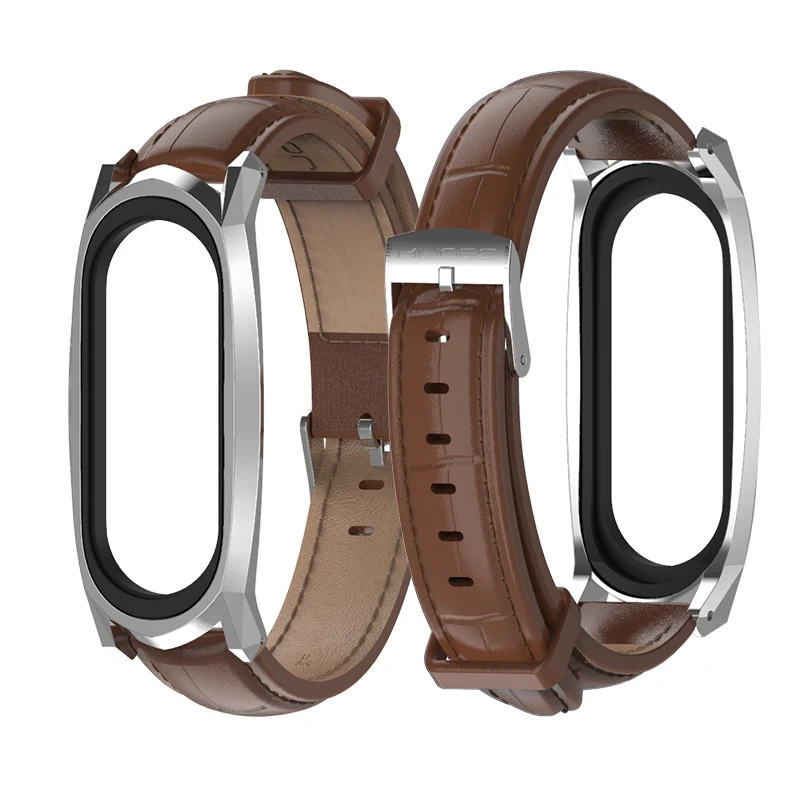 Brown Silver Mi jobs mi Band 3 браслет из натуральной кожи ремешок для Xiaomi mi Band 3 Аксессуары смарт-часы mi band 3 Band Браслет ремешок 3 ремешок - Цвет: Brown Silver