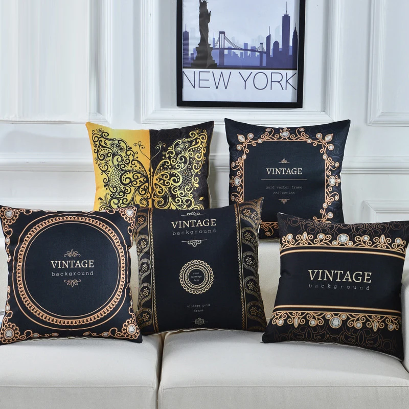 

New Black Color Pillow Cover Cushion Funda Cojin Fabric Throw Christmas Cushion Cover Pillow Case for Sofa Housse De Coussin