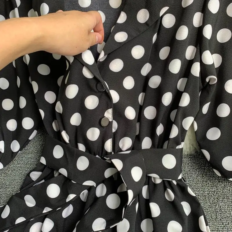 Женский комбинезон в горошек ALPHALMODA винтажный однобортный Свободный с карманами