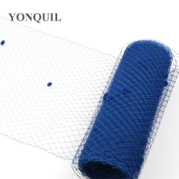 

royal blue 5yards per lot Birdcage veil with round dot 25CM Width Russian Veiling Netting wedding dot veils Free Shipping LDV011
