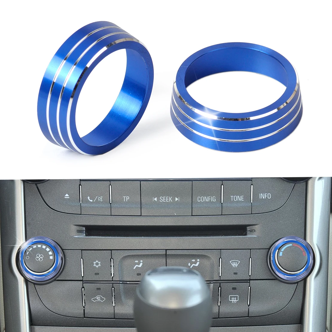

DWCX car-styling 2PCS Aluminum Alloy Air-Conditioning Knob Switch Cover Trim for Chevrolet Malibu 2012 2013 2014 2015
