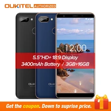 Original OUKITEL C11 Pro 4G Smartphone 5.5 inch 18:9 Android 8.1 Quad Core 3GB RAM 16GB ROM Cell phones 3400mAh Mobile Phone