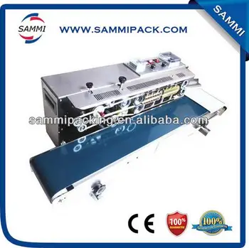 

high speed continuous bag sealer wiith solid ink printer