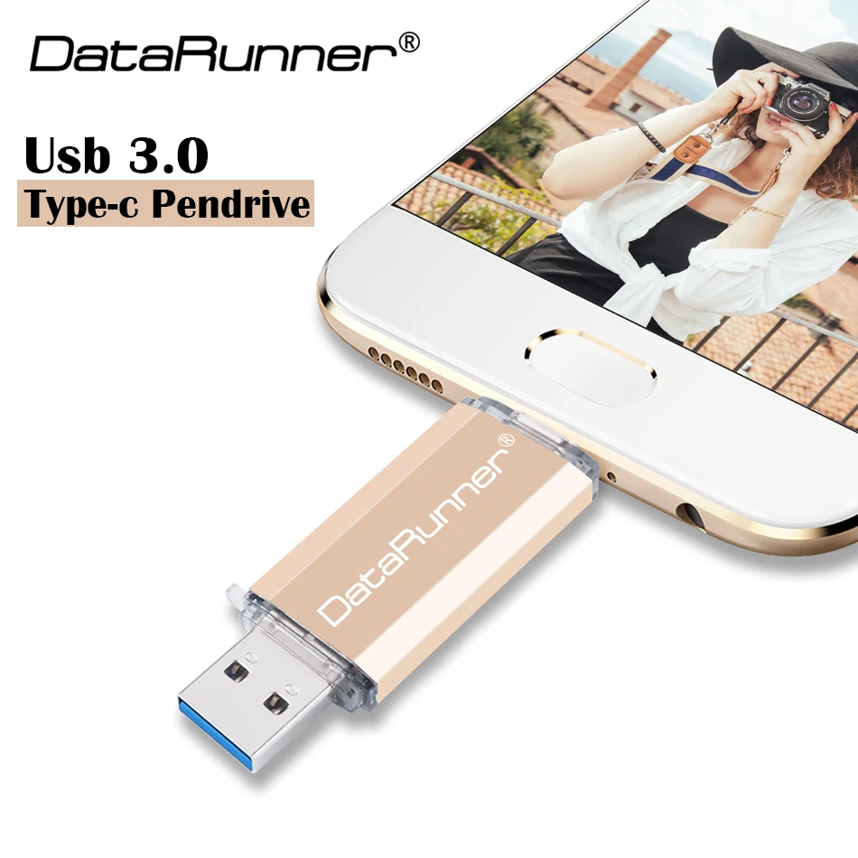 

DataRunner Usb 3.0 OTG Pen Drive Metal USB flash drive for Type C SmartPhone 16GB 32GB 64GB 128GB High Speed Usb Stick Pendrive
