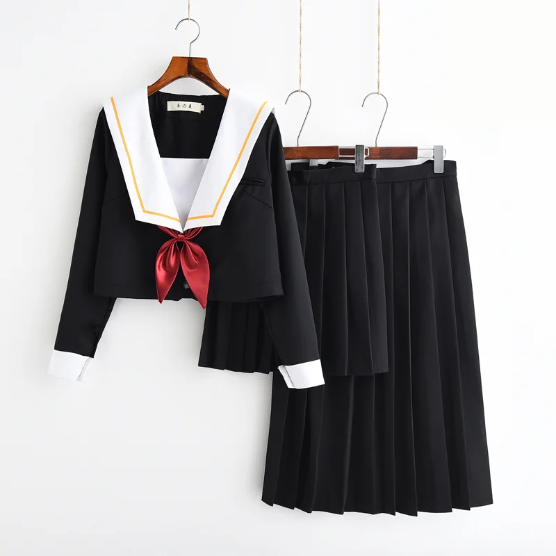 Костюм моряка студентов Школьная форма для подростков консервативный стиль Униформа COS jk Мода японский seifuku юбка-пачка, рубашка - Цвет: Tops and long skirts