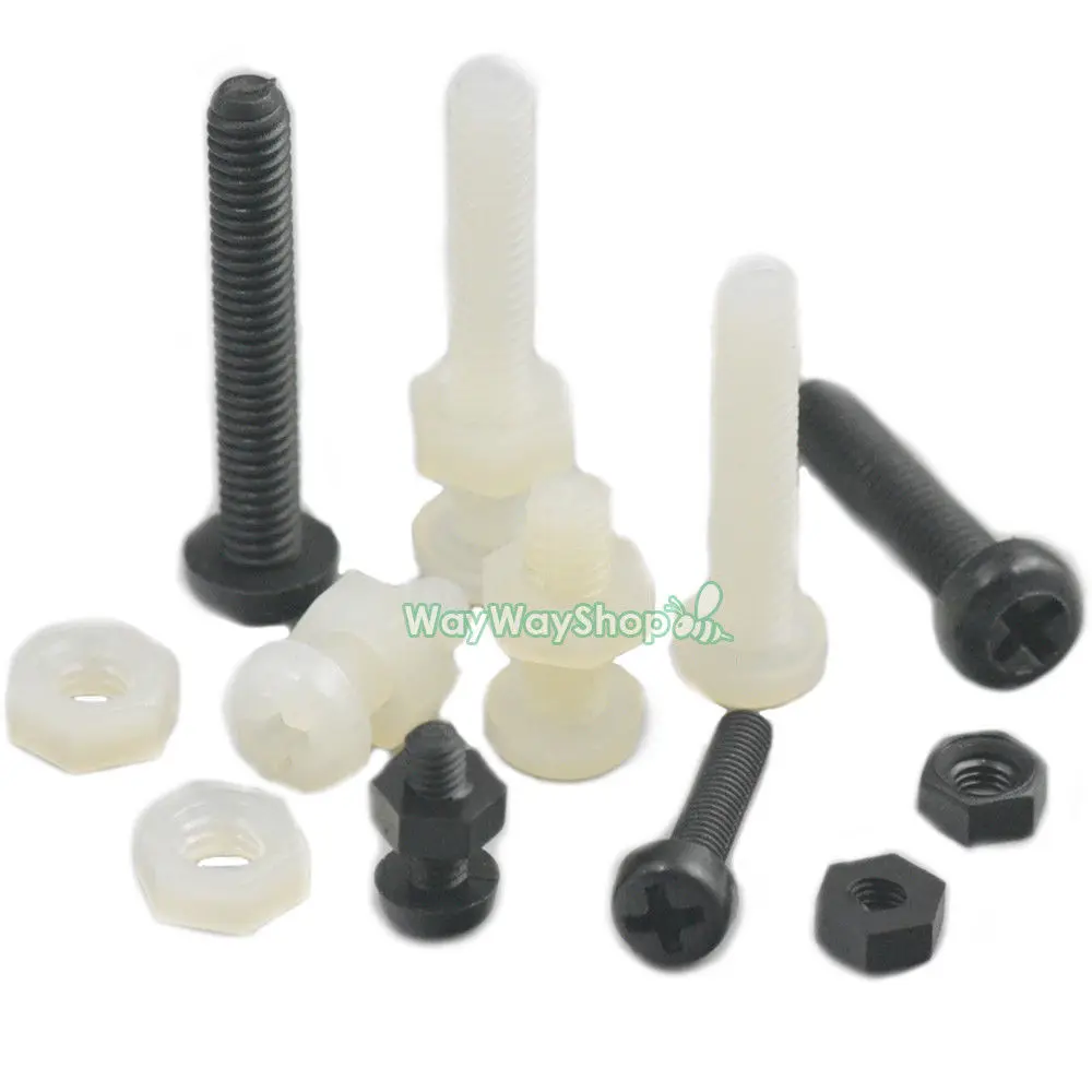 

50 Pcs Fastener M2 M3 M4 Plastic Nylon Round Pan Phillips Head Screw Bolt With Nuts DIY