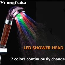 Аксессуары для ванной комнаты, 7 цветов непрерывно меняющая насадка для душа со светодиодной подсветкой головки отрицательные ионные спа душевой фильтр водосберегающая головка Douche