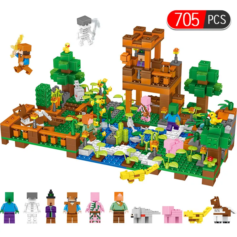 

New The Jungle Tree House Building Blocks Compatible Legoingly Minecraft Figures Bricks Set Christmas Gift Kids Toys