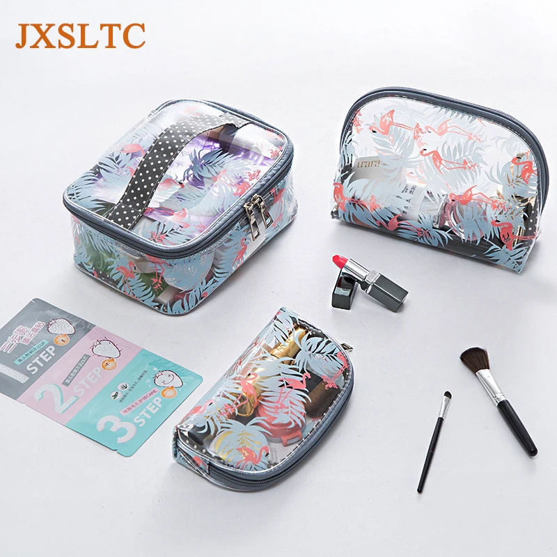 

WomenTransparent Waterproof Cosmetic Bag Cute PVC Material Makeup Cases Portable Organizer Bath Wash Make Up Tote Handbags Case
