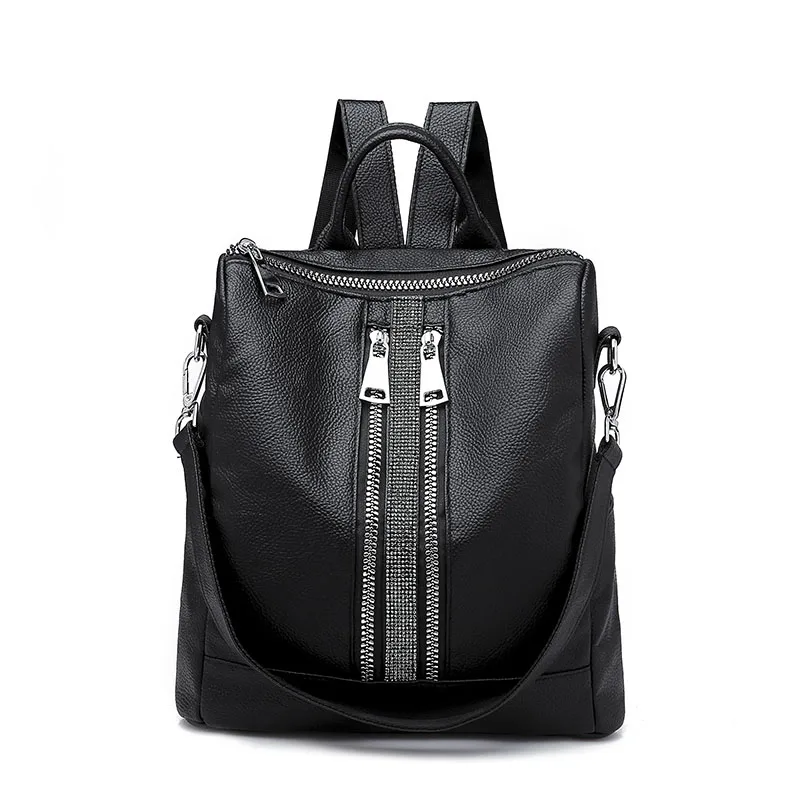 Высококачественные рюкзаки из искусственной кожи для девочек-подростков, женская школьная сумка через плечо, mochila, Модный женский рюкзак - Цвет: Black