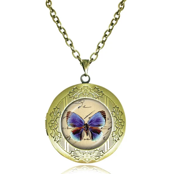 Buy Butterflies locket Pendant Necklace Art Butterfly