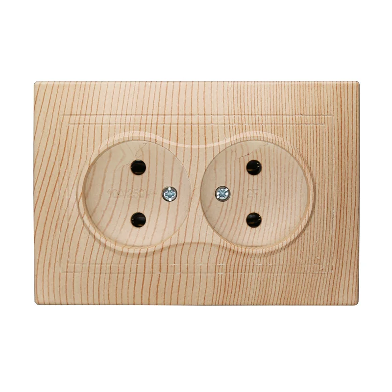 

2019 Pop Socket wood color Euro Wall double Socket 250V 10A Power Supply Wall Mount Charger Decorative Socket LZ-14