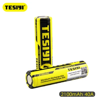 

2pcs/set TESIYI ICR 18650 battery 3.7V 2100mah 40A yellow-black rechargeable li-lon Vape Electronic cigarette power batteries