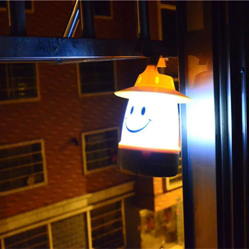

mini portable Smiley Face LED Night Light Camping Home Decoration easy carry Table Lamp Outdoor Indoor Hangfor Bedroom Kids Room