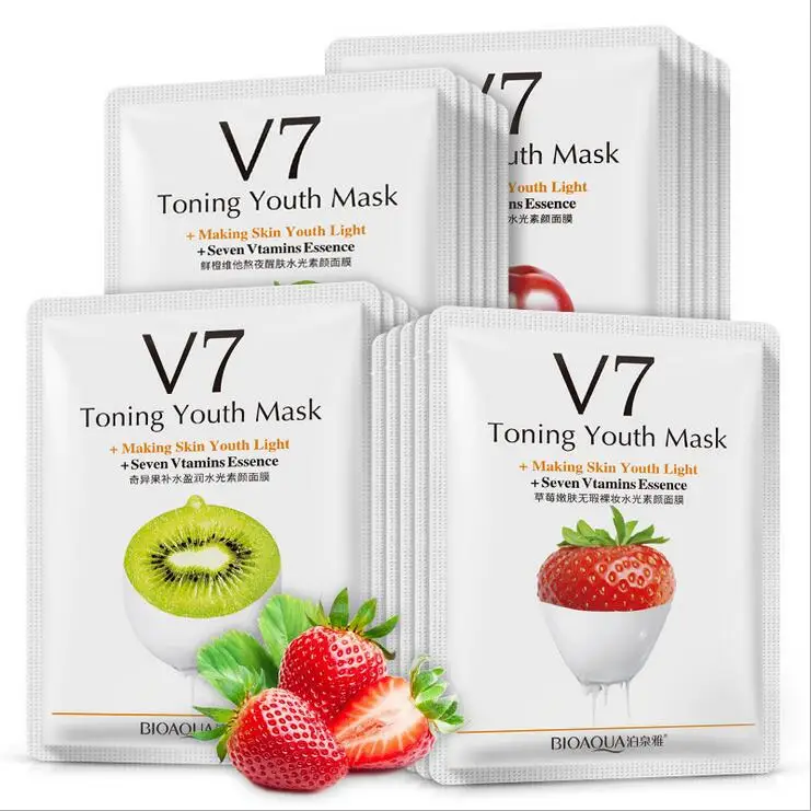 

12PCS BIOAQUA Sheet Mask 7 Vtamins Essence Face Mask Silk Moisturizing Skin Care Beauty Facial Mask